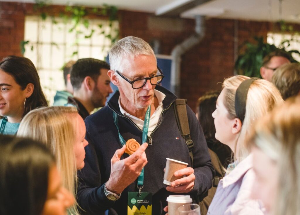 Attendees at Launch marketing event are mingling